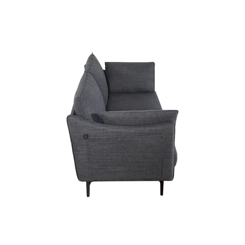 - 2.5-Seater Sofa with USB Charging Port & Metal Legs