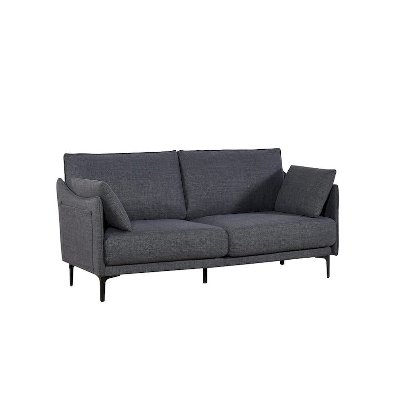 - 2.5-Seater Sofa with USB Charging Port & Metal Legs