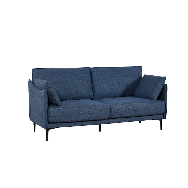 - 2.5-Seater Sofa with USB Charging Port & Metal Legs