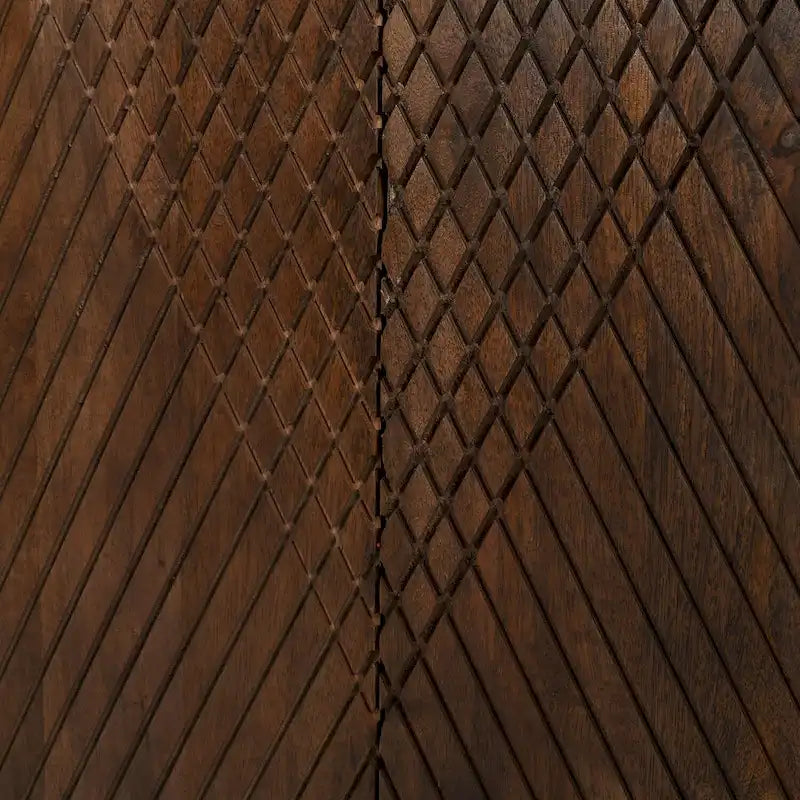 Rustic Wood Accent Cabinet,Fluted Design,Adjustable Shelf,Storage