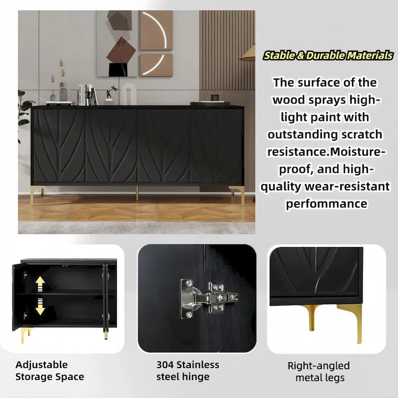 4-door Sideboard Handleless Buffet Cabinet for Dining Room,Living Room