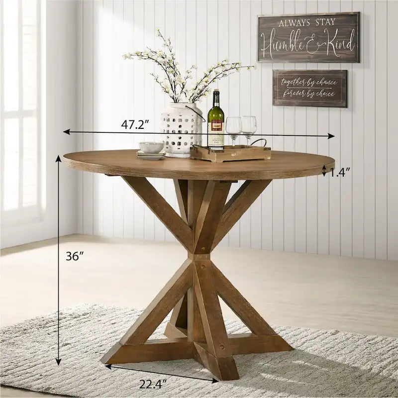 Counter Height Dining Table Set, 5 Piece Round Kitchen Dining Table Set with Round Table and 4 Upholstered Dining Chairs