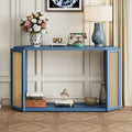 Narrow Console Table with Open Shelf,Antique Blue