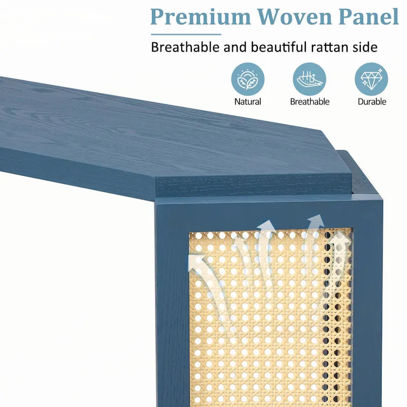 Narrow Console Table with Open Shelf,Antique Blue