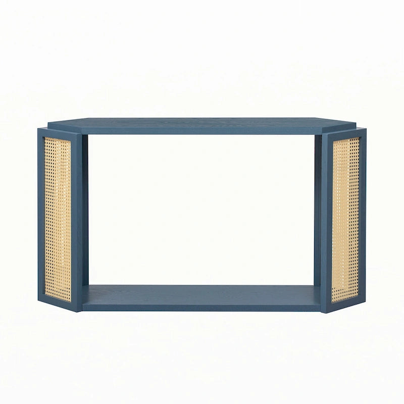 Narrow Console Table with Open Shelf,Antique Blue