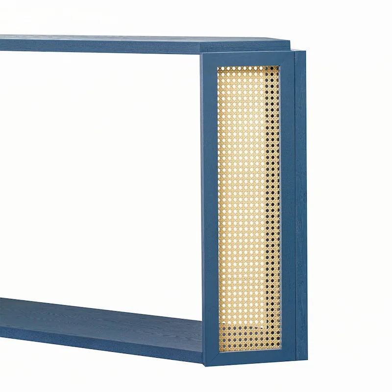 Narrow Console Table with Open Shelf,Antique Blue