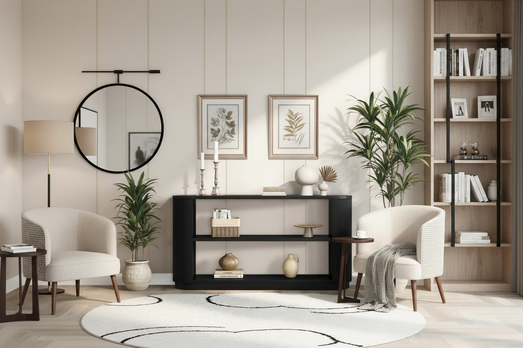 58.9 Modern Entryway Console Table, Slim Sofa Table with Open Shelf for Multi-Functional Use