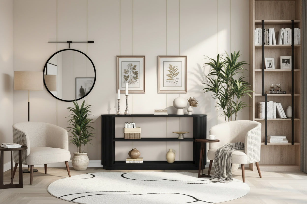 58.9 Modern Entryway Console Table, Slim Sofa Table with Open Shelf for Multi-Functional Use