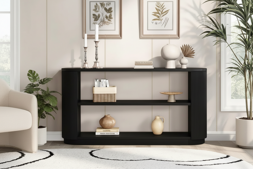 58.9 Modern Entryway Console Table, Slim Sofa Table with Open Shelf for Multi-Functional Use