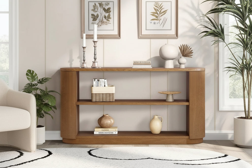 58.9 Modern Entryway Console Table, Slim Sofa Table with Open Shelf for Multi-Functional Use