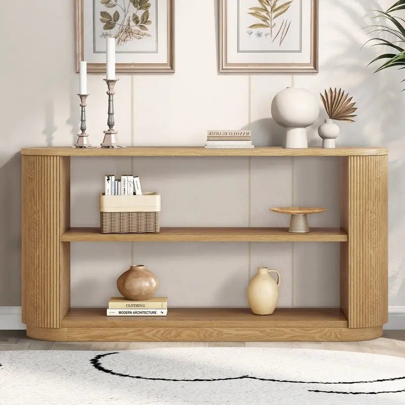 58.9 Modern Entryway Console Table, Slim Sofa Table with Open Shelf for Multi-Functional Use