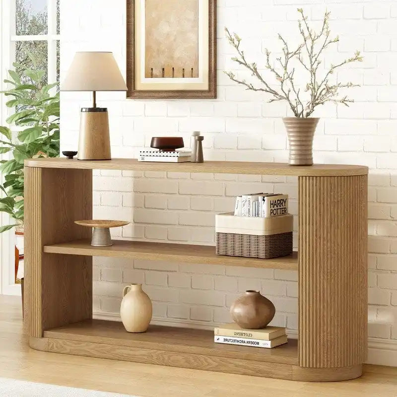58.9 Modern Entryway Console Table, Slim Sofa Table with Open Shelf for Multi-Functional Use