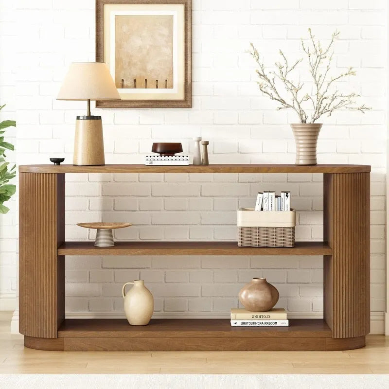 58.9 Modern Entryway Console Table, Slim Sofa Table with Open Shelf for Multi-Functional Use