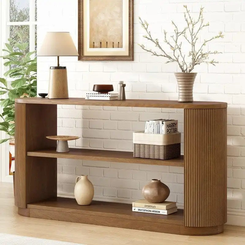 58.9 Modern Entryway Console Table, Slim Sofa Table with Open Shelf for Multi-Functional Use