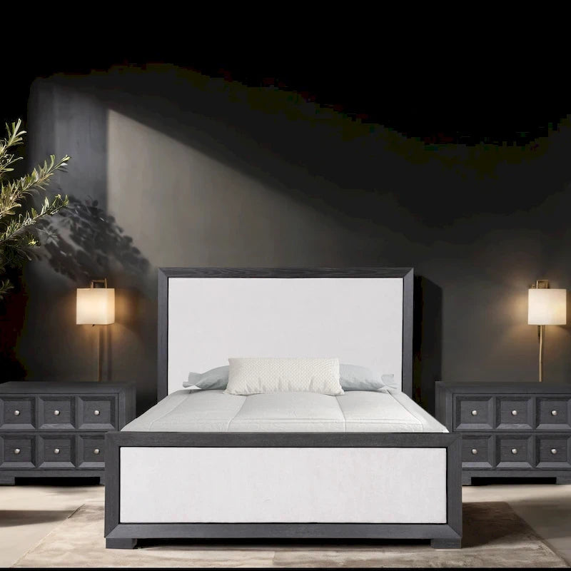 Durem II Modern Classic Solid Wood Fabric Panel Bed
