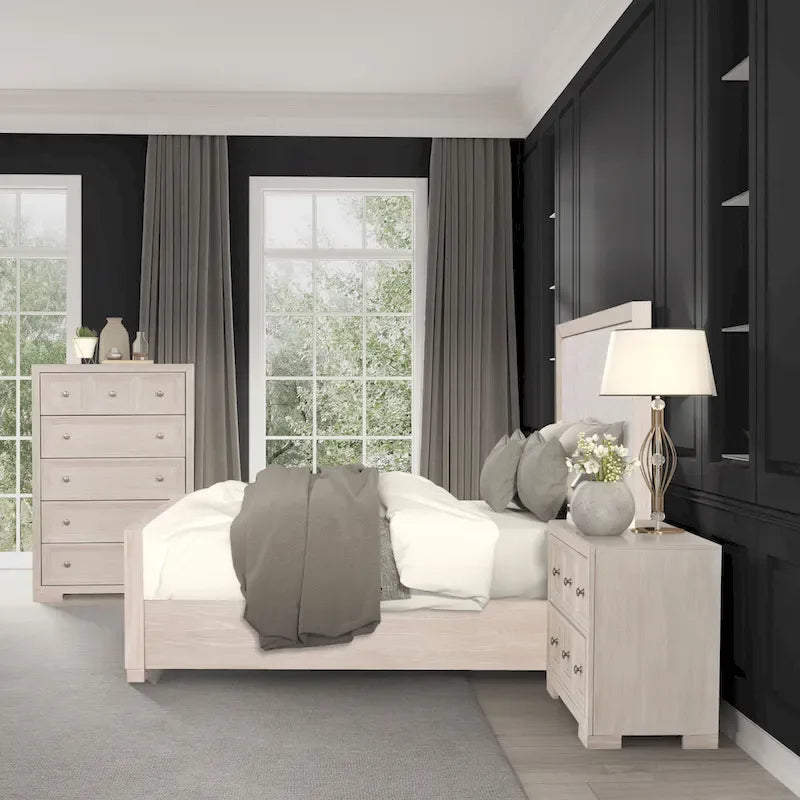 Durem II Modern Classic Solid Wood Fabric Panel Bed