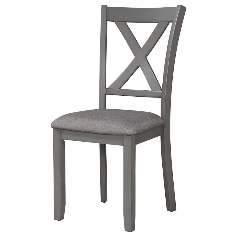 Gray Traditional 6-Piece Wooden Dining Table Set with 4 Upholstered Chairs and Bench