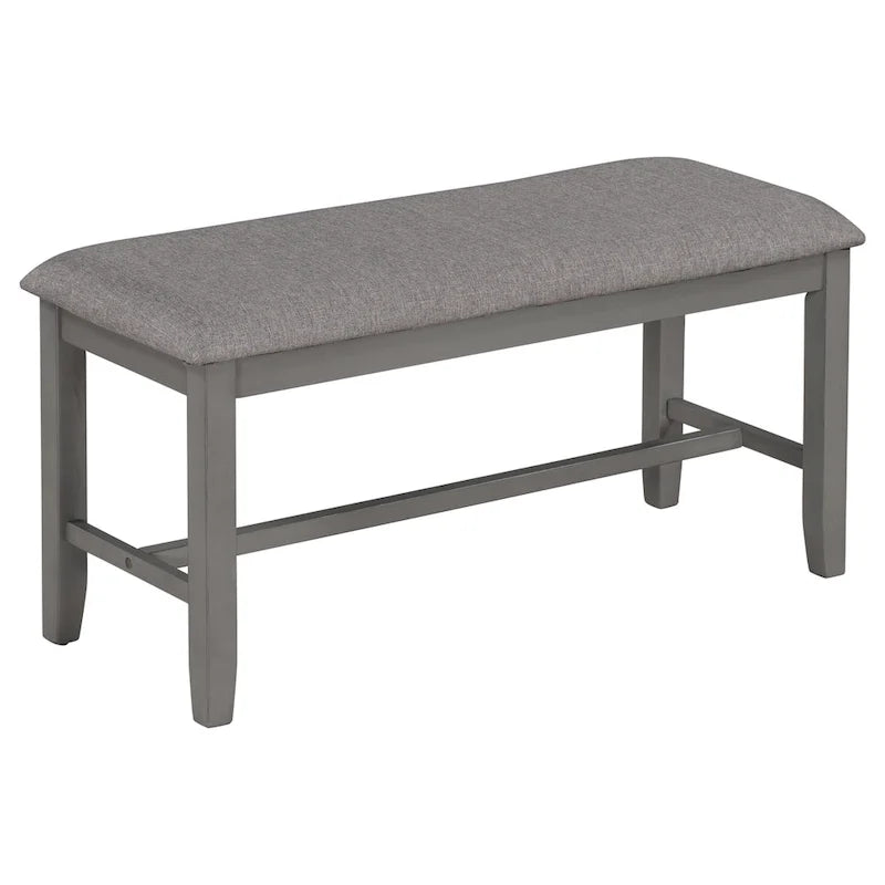 Gray Traditional 6-Piece Wooden Dining Table Set with 4 Upholstered Chairs and Bench
