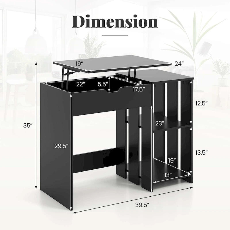 Lift Top Computer Desk Standing Desk with Hidden Compartments - See Details