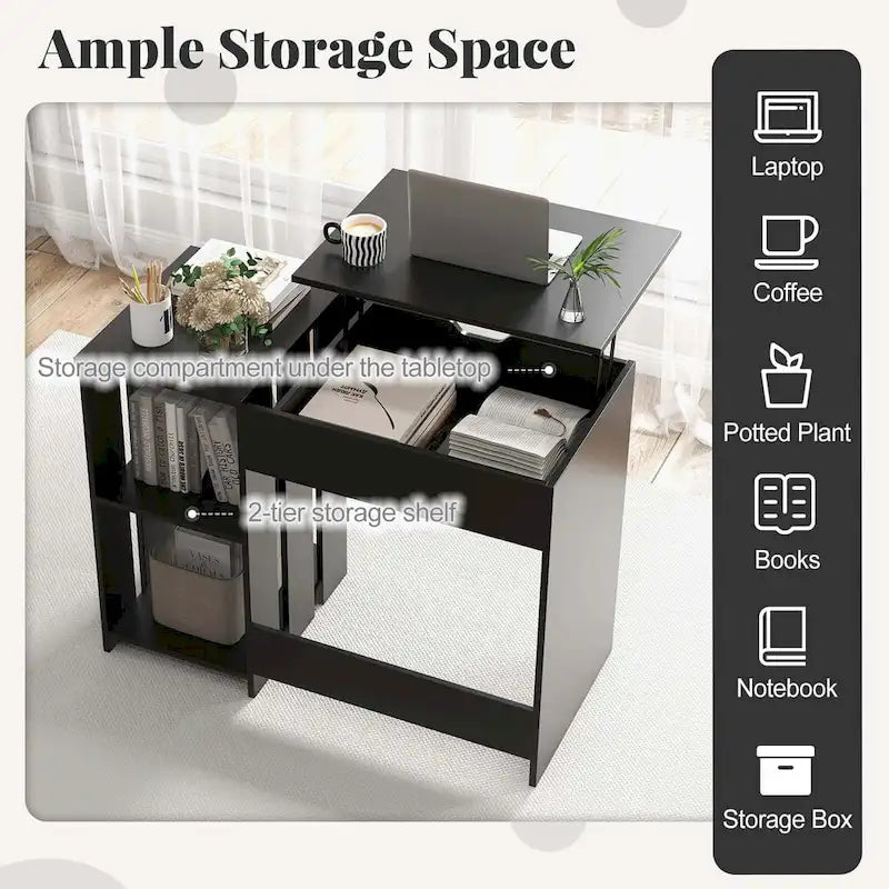 Lift Top Computer Desk Standing Desk with Hidden Compartments - See Details