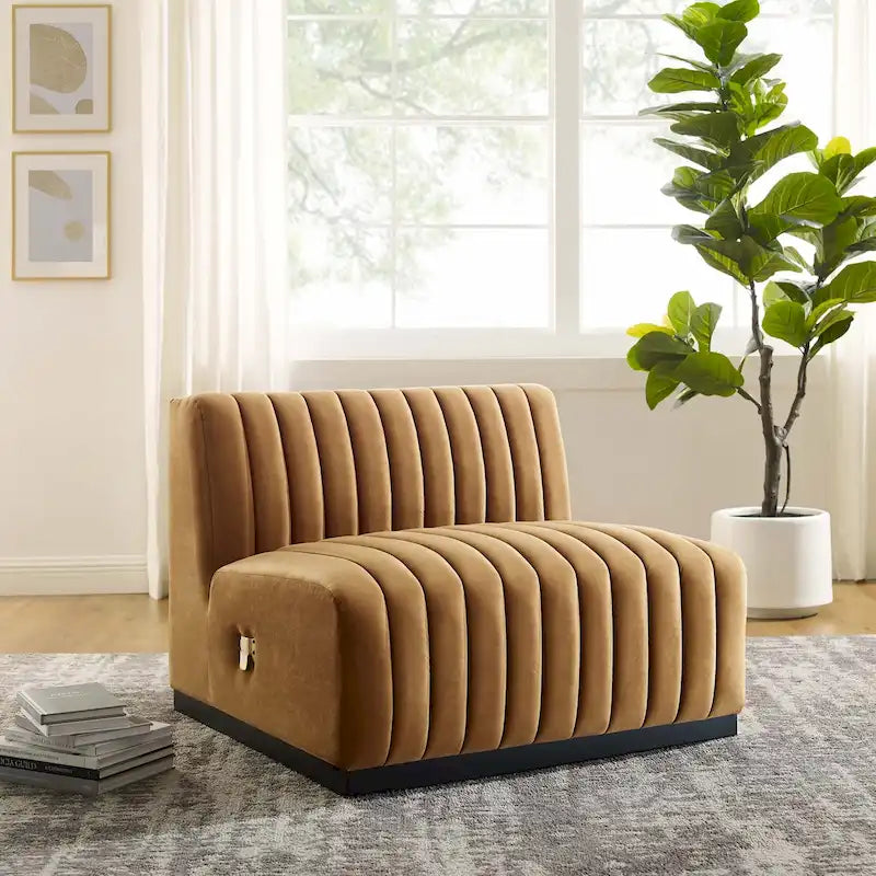 Conjure Channel Tufted Performance Velvet Armless Chair