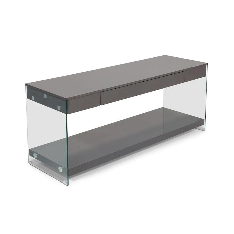 Takaa Modern 60-inch Glass 1-Shelf 1-Drawer TV Console by