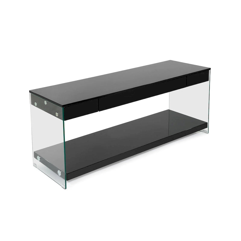 Takaa Modern 60-inch Glass 1-Shelf 1-Drawer TV Console by