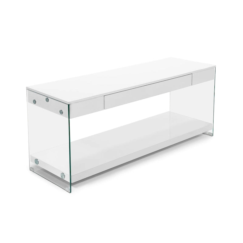 Takaa Modern 60-inch Glass 1-Shelf 1-Drawer TV Console by