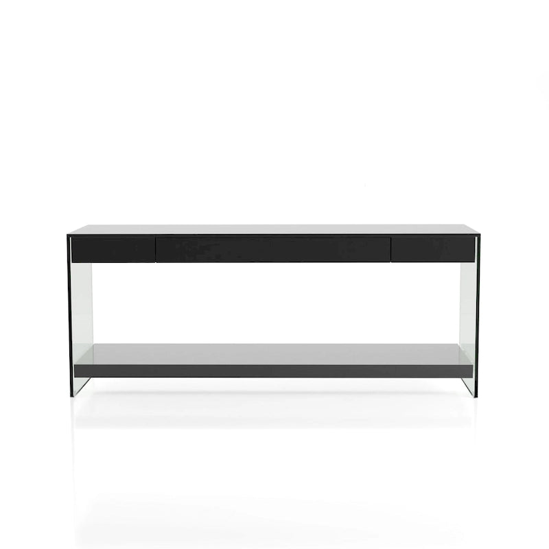 Takaa Modern 60-inch Glass 1-Shelf 1-Drawer TV Console by