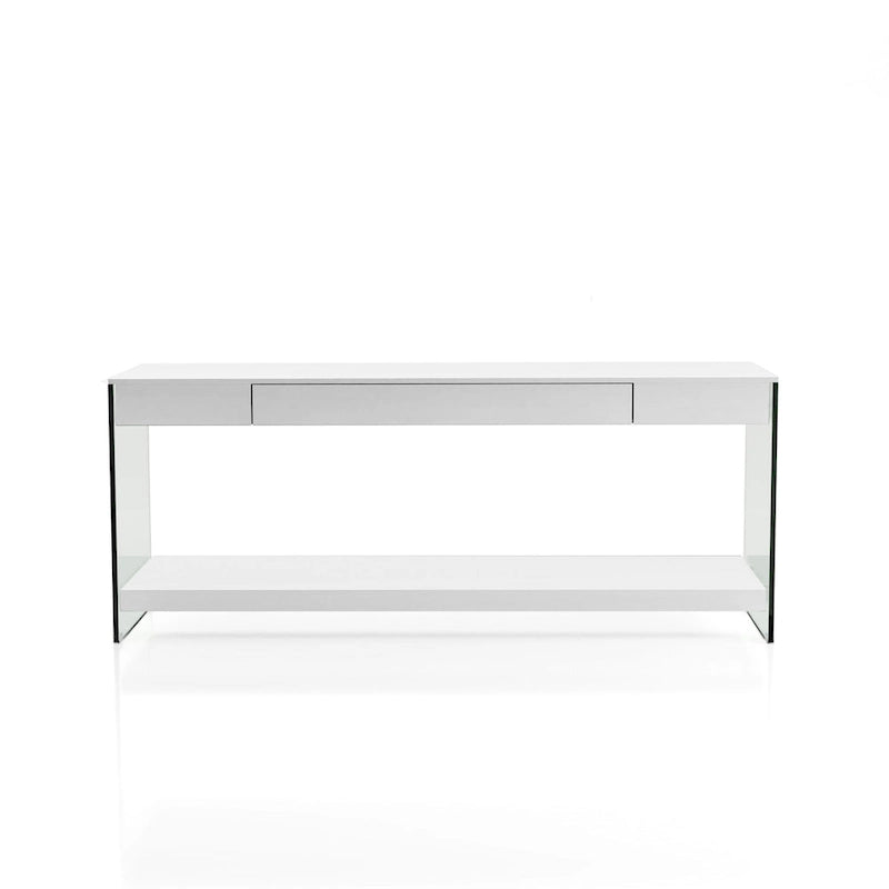 Takaa Modern 60-inch Glass 1-Shelf 1-Drawer TV Console by