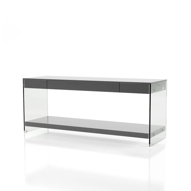 Takaa Modern 60-inch Glass 1-Shelf 1-Drawer TV Console by
