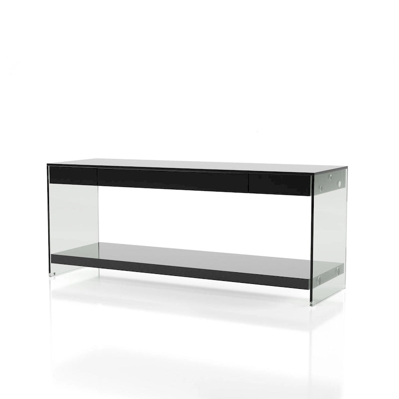 Takaa Modern 60-inch Glass 1-Shelf 1-Drawer TV Console by