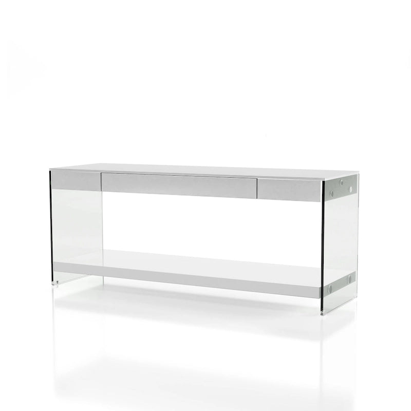 Takaa Modern 60-inch Glass 1-Shelf 1-Drawer TV Console by