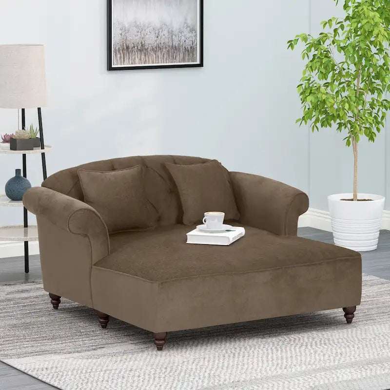 Freas Contemporary Tufted Double Chaise Lounge with Accent Pillows by  - 63.00 L x 58.50 W x 34.50 H