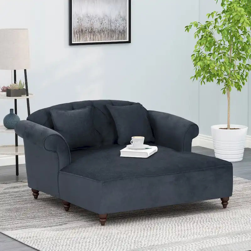 Freas Contemporary Tufted Double Chaise Lounge with Accent Pillows by  - 63.00 L x 58.50 W x 34.50 H