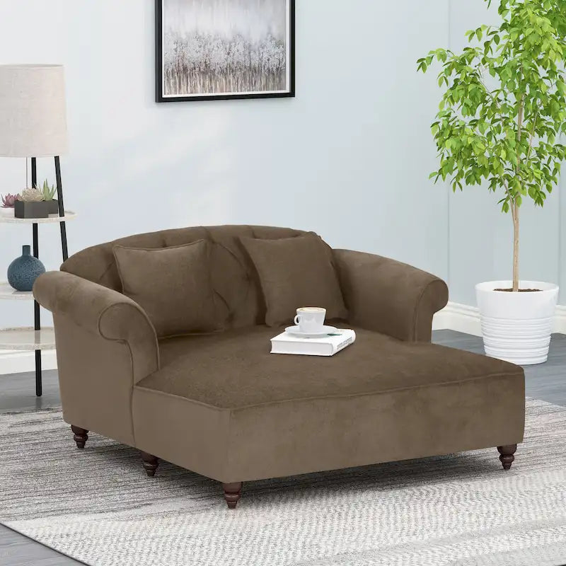 Freas Contemporary Tufted Double Chaise Lounge with Accent Pillows by  - 63.00 L x 58.50 W x 34.50 H