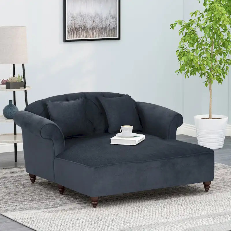Freas Contemporary Tufted Double Chaise Lounge with Accent Pillows by  - 63.00 L x 58.50 W x 34.50 H