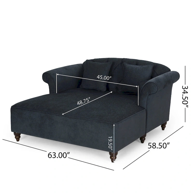 Freas Contemporary Tufted Double Chaise Lounge with Accent Pillows by  - 63.00 L x 58.50 W x 34.50 H
