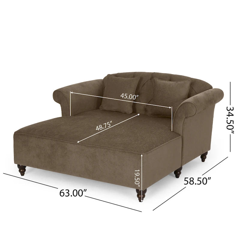 Freas Contemporary Tufted Double Chaise Lounge with Accent Pillows by  - 63.00 L x 58.50 W x 34.50 H