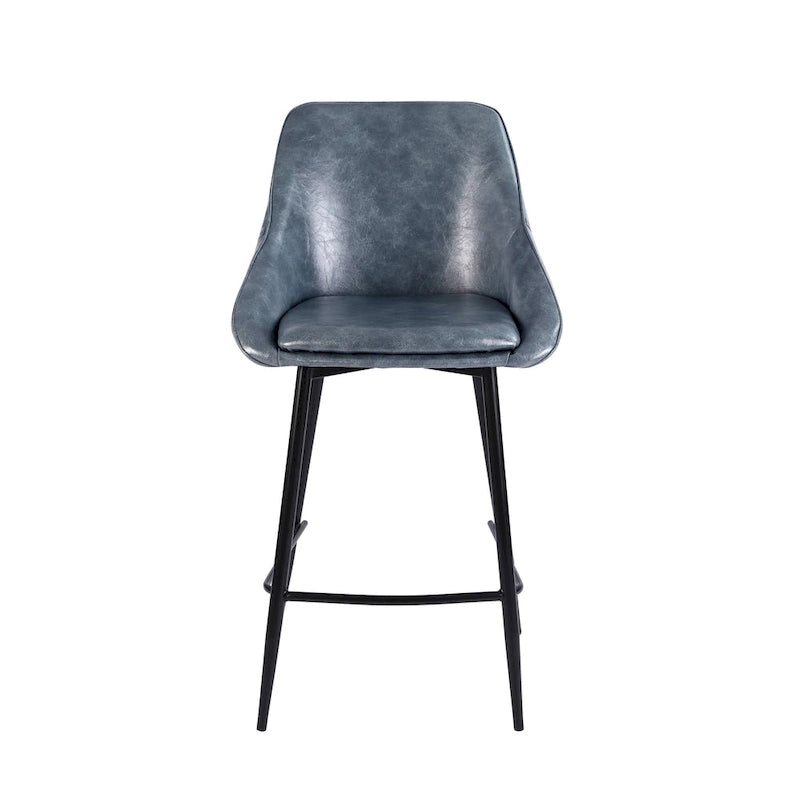  Ula Counter Stools Set of 2, PU Leather Upholstery, Iron Legs