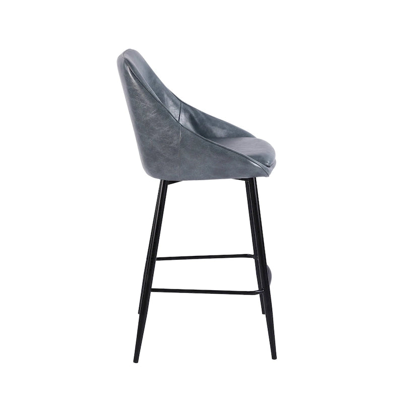 Ula Counter Stools Set of 2, PU Leather Upholstery, Iron Legs