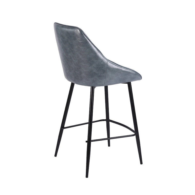 Ula Counter Stools Set of 2, PU Leather Upholstery, Iron Legs