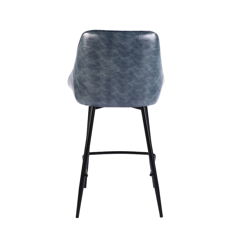 Ula Counter Stools Set of 2, PU Leather Upholstery, Iron Legs