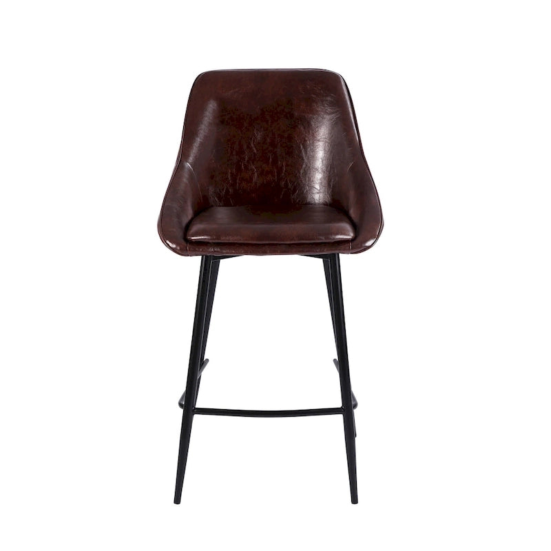 Ula Counter Stools Set of 2, PU Leather Upholstery, Iron Legs