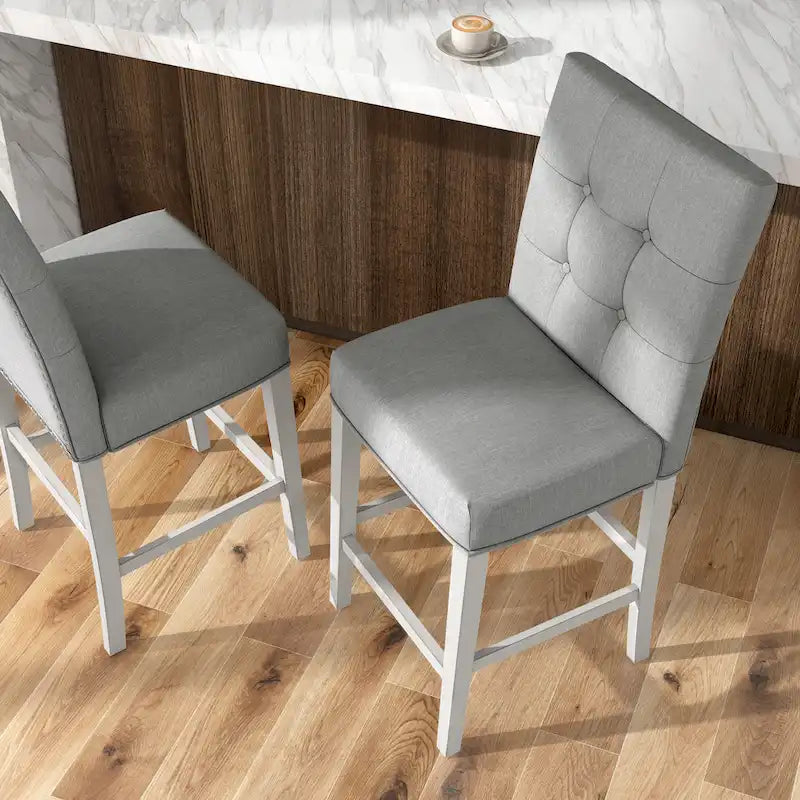 Tia Modern Tufted Grey Counter Chairs (Set of 2) by