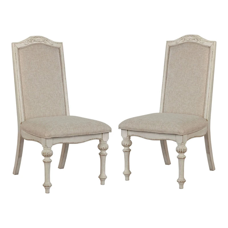Caelum Farmhouse Antique White Dining Chairs (Set of 2)