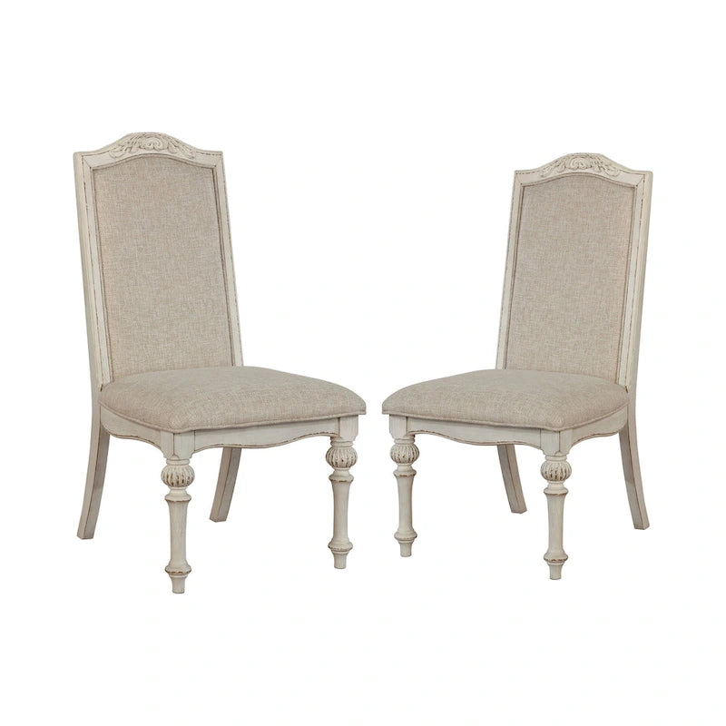 Caelum Farmhouse Antique White Dining Chairs (Set of 2)