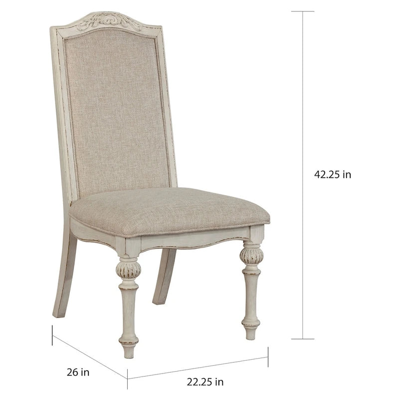 Caelum Farmhouse Antique White Dining Chairs (Set of 2)