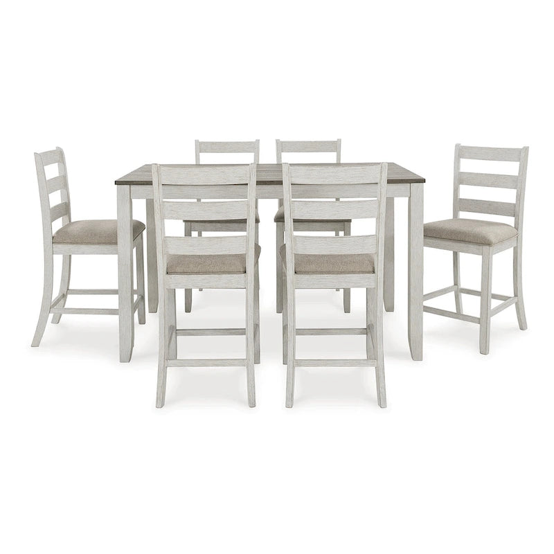  Skempton White Counter Height Dining Table and Bar Stools (Set of 7)