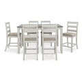  Skempton White Counter Height Dining Table and Bar Stools (Set of 7)